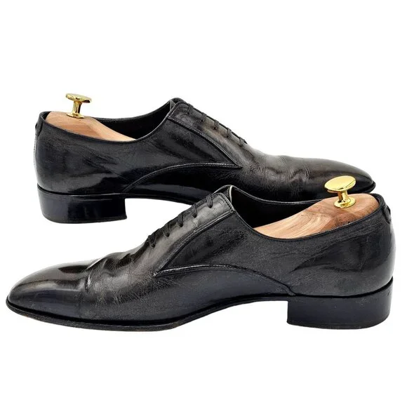 Italian Artioli Mens size 9 Smokey Brown Grey Leather Dress Shoes Luxury Oxfords - Picture 9 of 13